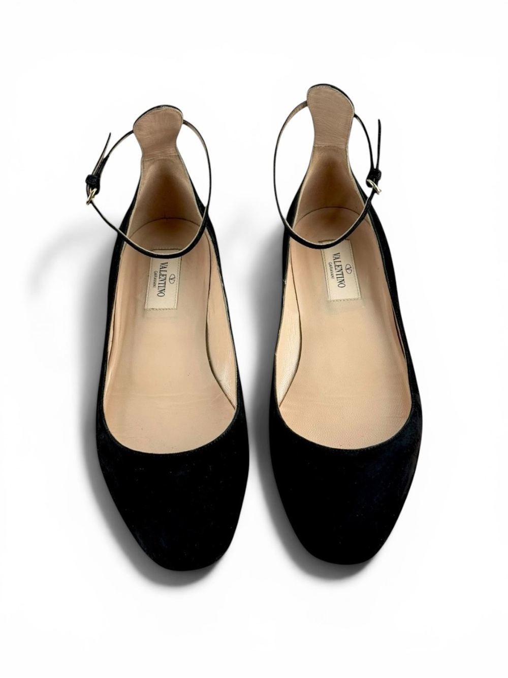 Valentino Garavani black suede Tango ballerina flats